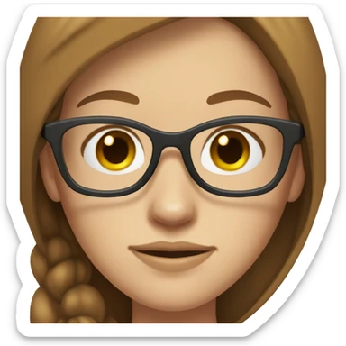 woman with glasses and freckles, with brown hair, bu pale skin sticker
