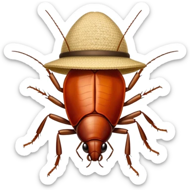 Cockroach with rice farming hat sticker