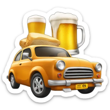 Car met a bier  sticker