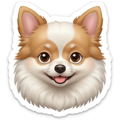 white pomeranian chihuahua mix with brown eyes and is super happy sticker