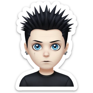 White zombie boy, spiky hair, anarchic blouse, relaxed eyes  sticker