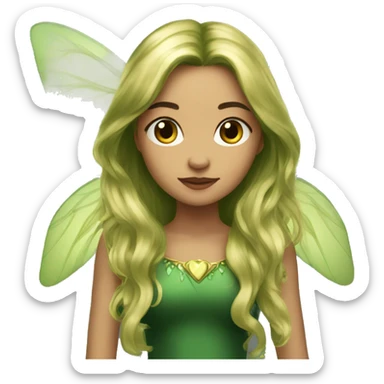 Beautiful, fairy, gold, dark green, green, long hair, big wings sticker