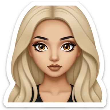 latina, baddie,pretty, brown eyes, makeup, black eyeliner, long hair sticker