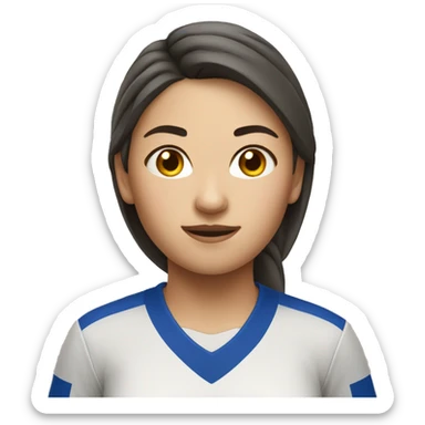 Asian Caucasian female soccer player sticker