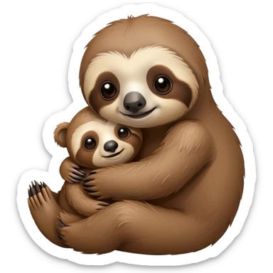 Baby sloth hugging a teddy bear sticker