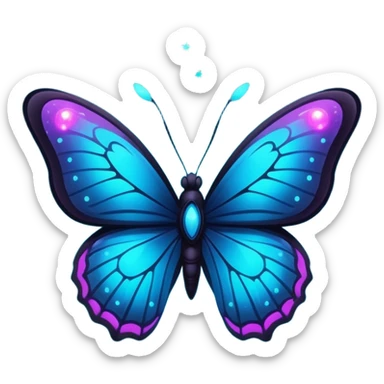 Bioluminescent nebulae dark and neon-glowing nightly dusky starry sparkly butterfly sticker