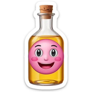 Smiling bottle of oil pink with silly face sticker