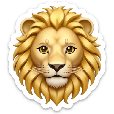 A 3D cartoon lion head tattoo design with flowing mane, bold lines, symbolizing courage and power, Memoji-style. sticker