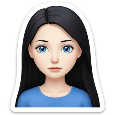 Mujer blanca con pelo negro liso largo sticker