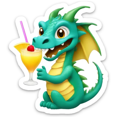 Dragon holding a pina colada sticker