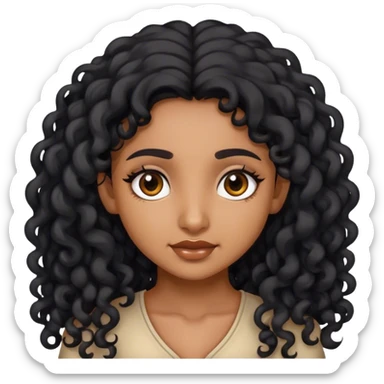 indian girl with black curly long hair sticker