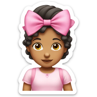 Hispanic toddler girl with pink bow  sticker
