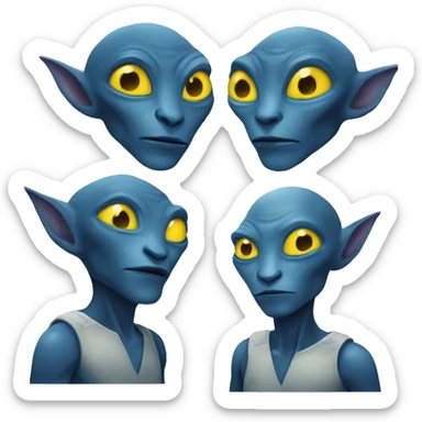 blue alien yellow eyes pointed ears na'vi sticker
