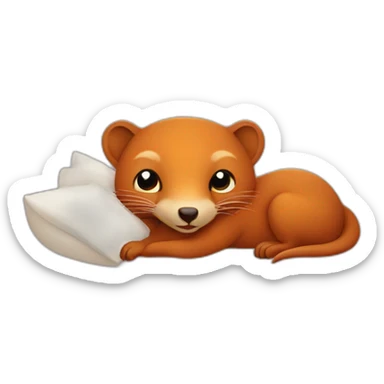 red cheerful mongoose in bed sticker