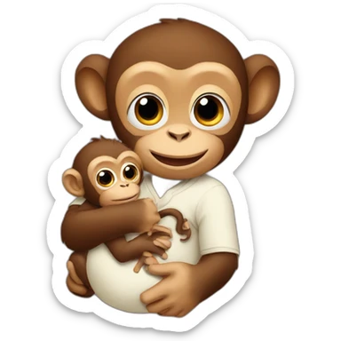 monkey holding baby sticker