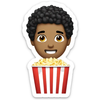 Light skin Guy black hair eating popcorn sticker