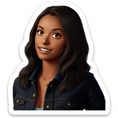 smiling girl in denim jacket sticker