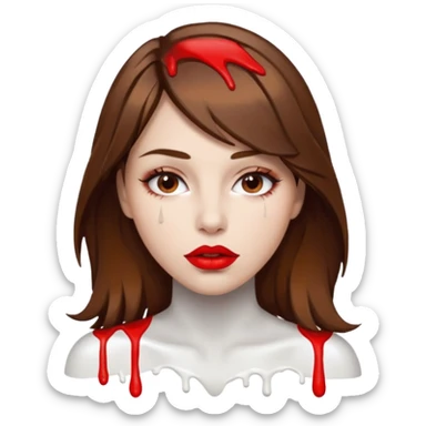 Brown Hair, Woman, white paint drip, face, hot, Sexy, lips sticker