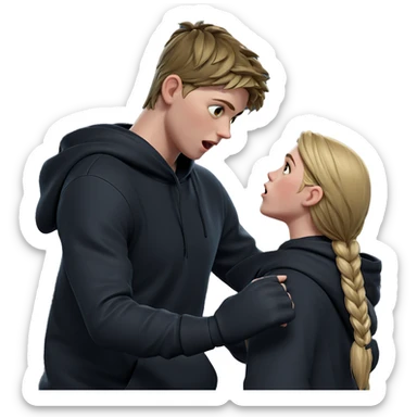 girl with boy in hood sticker
