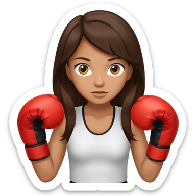 An woman with long dark brown hair light brown eyes in boxing gloves sticker