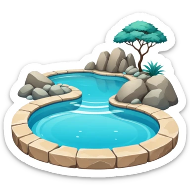 piscina con paisaje  sticker