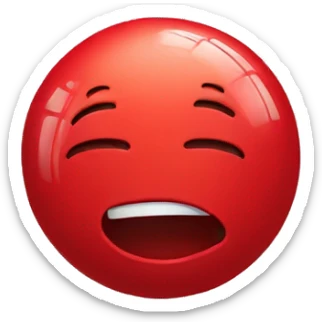 red globe with a sobbing face sticker