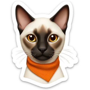Siamese cat with burnt orange bandana sticker