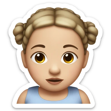 White little brown-eyed baby with two dark pigtails, plump lips sticker