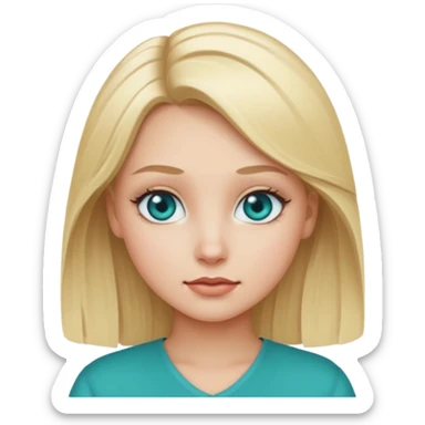 Blonde girl with teal eyes  sticker