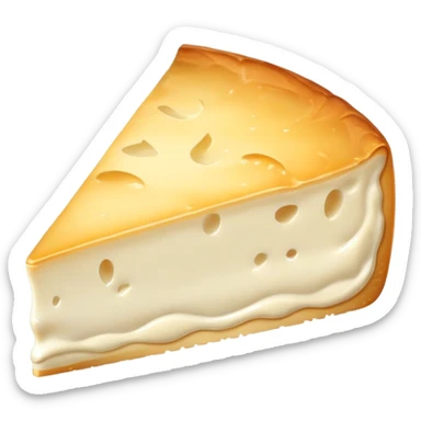 cinematic-realistic-brie-cheese-emoji,-featuring-a-creamy gooey center,-soft-ripened-cheese-with-a-delicate-rind-rendered-with-lifelike-detail-and-inviting,-natural-lighting. sticker