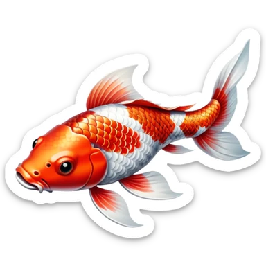 Japanese koi fish white and red sticker