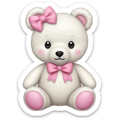 white teddy bear with pink bow sticker