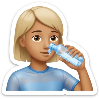 young person drinking water from a bottle sticker