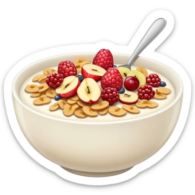 a bowl of wheat cereal with milk WITHOUT a spoon.  sticker