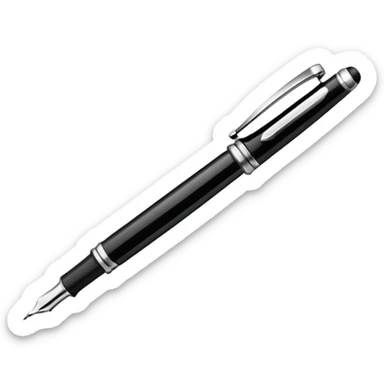 fountain pen drawing a smooth curved line, representing logo design sticker