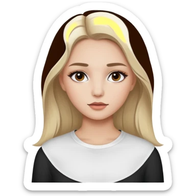 ragazza bionda cenere truccata con maglietta a maniche lunghe bianca sticker