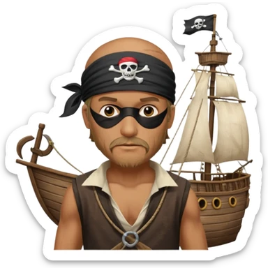 Pirat man standing ship sticker