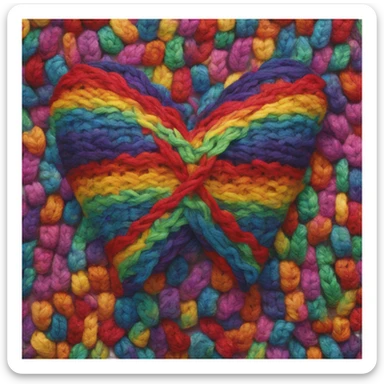 Rainbow knitted heart sticker
