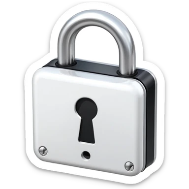 flat, 2d, white, solid fill, locked lock icon sticker