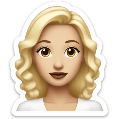 Create a very stylish blonde woman with brown eyes, a beauty mark above her upper lip on the right side, exuding a luxurious vibe. sticker
