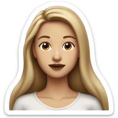 20 year old woman with long light brown hair and long face and big lips sticker