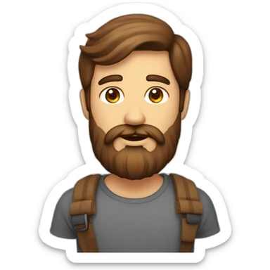 Homme avec barbe brune promenant son chien en laisse sticker