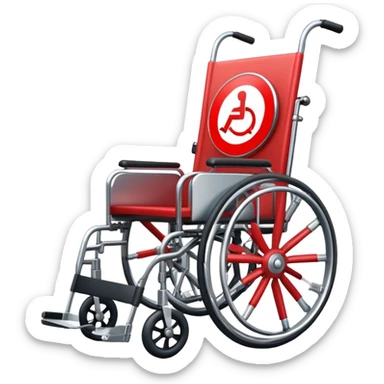 wheelchair with a red prohibition symbol sticker