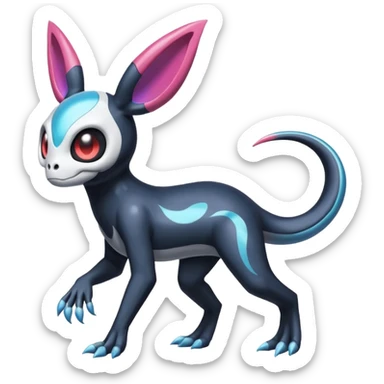 Shiny Duskull-Salandit-Sylveon-Fakémon-hybrid-creature (full body)  sticker