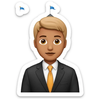 legal expert emoji, person in a suit with a courthouse in the background sticker