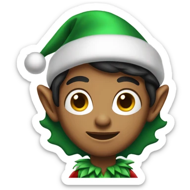 Dark hair Christmas elf sticker