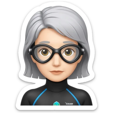 Grey haired woman scuba diver  sticker