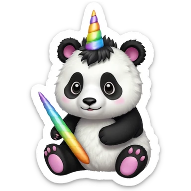 Panda with a unicorn horn sticker