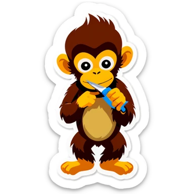Monkey getting haircut sticker