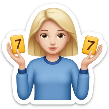 girl holding a six in one hand and a seven in the other hand sticker